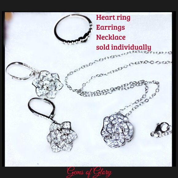 Rose Flower CZ Earrings - Picture 11 of 14